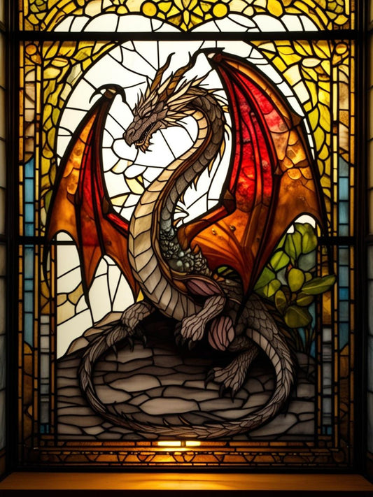 Paint by Number Radiant Ember Stained Glass Dragons