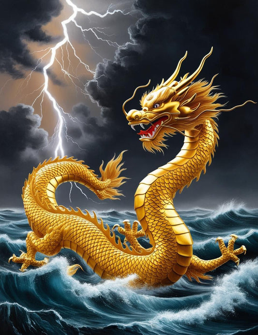 Paint by Number Timeless Golden Dragon