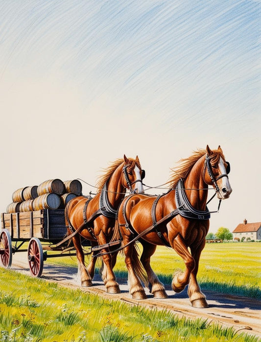 Paint by Number Strong Clydesdales Hauling a Carriage