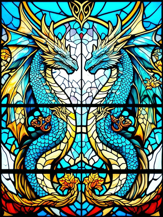 Paint by Number Amethyst Tempest Stained Glass Dragons