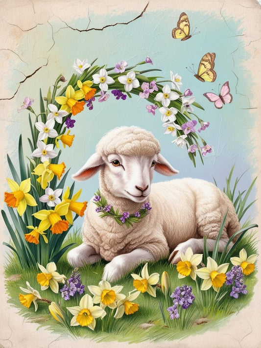 Paint by Number Easter Lamb in Bloom