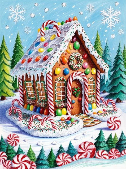 Paint by Number Gumdrop Gingerbread House