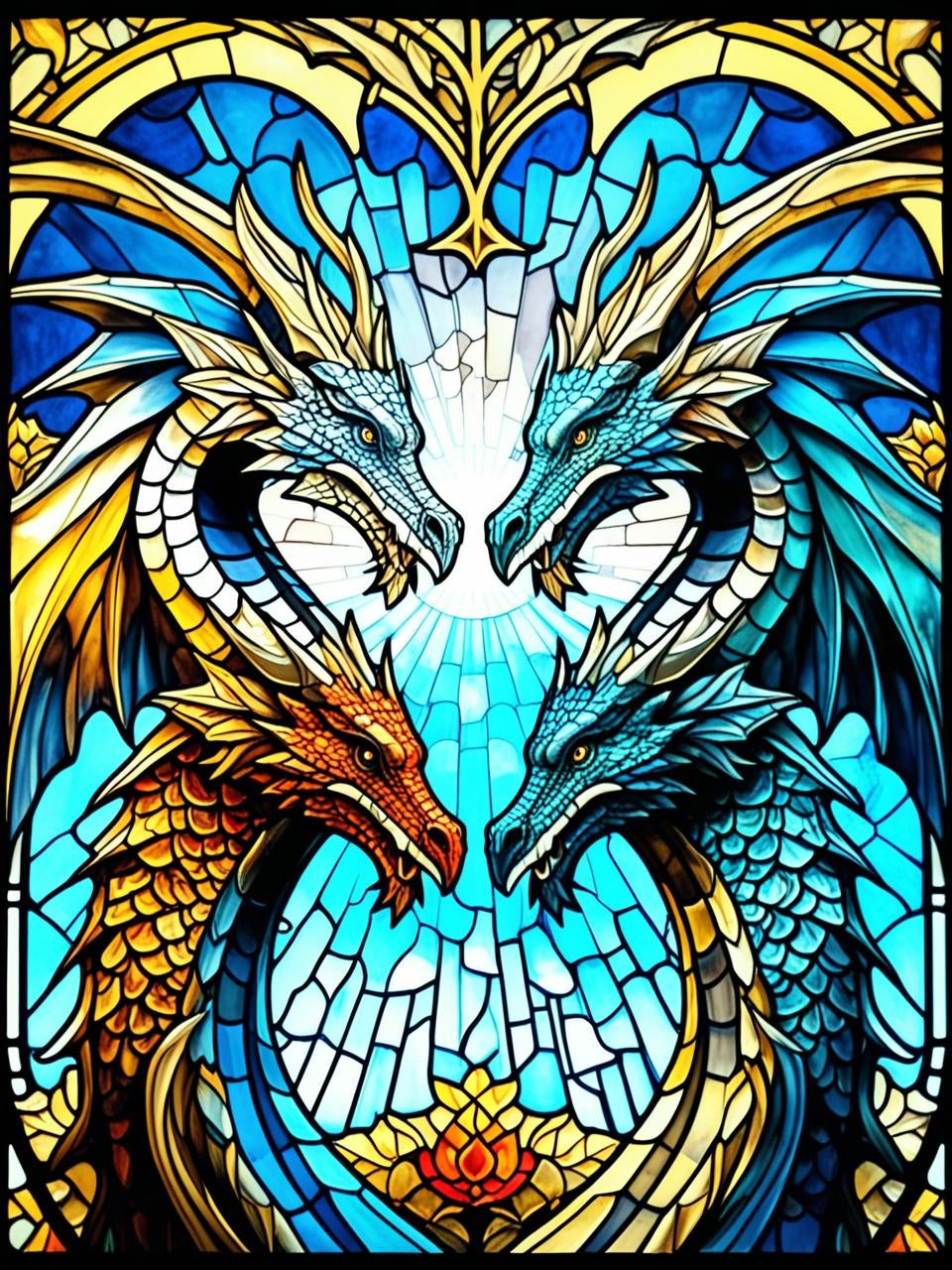 Paint by Number Phantom Veil Stained Glass Dragons