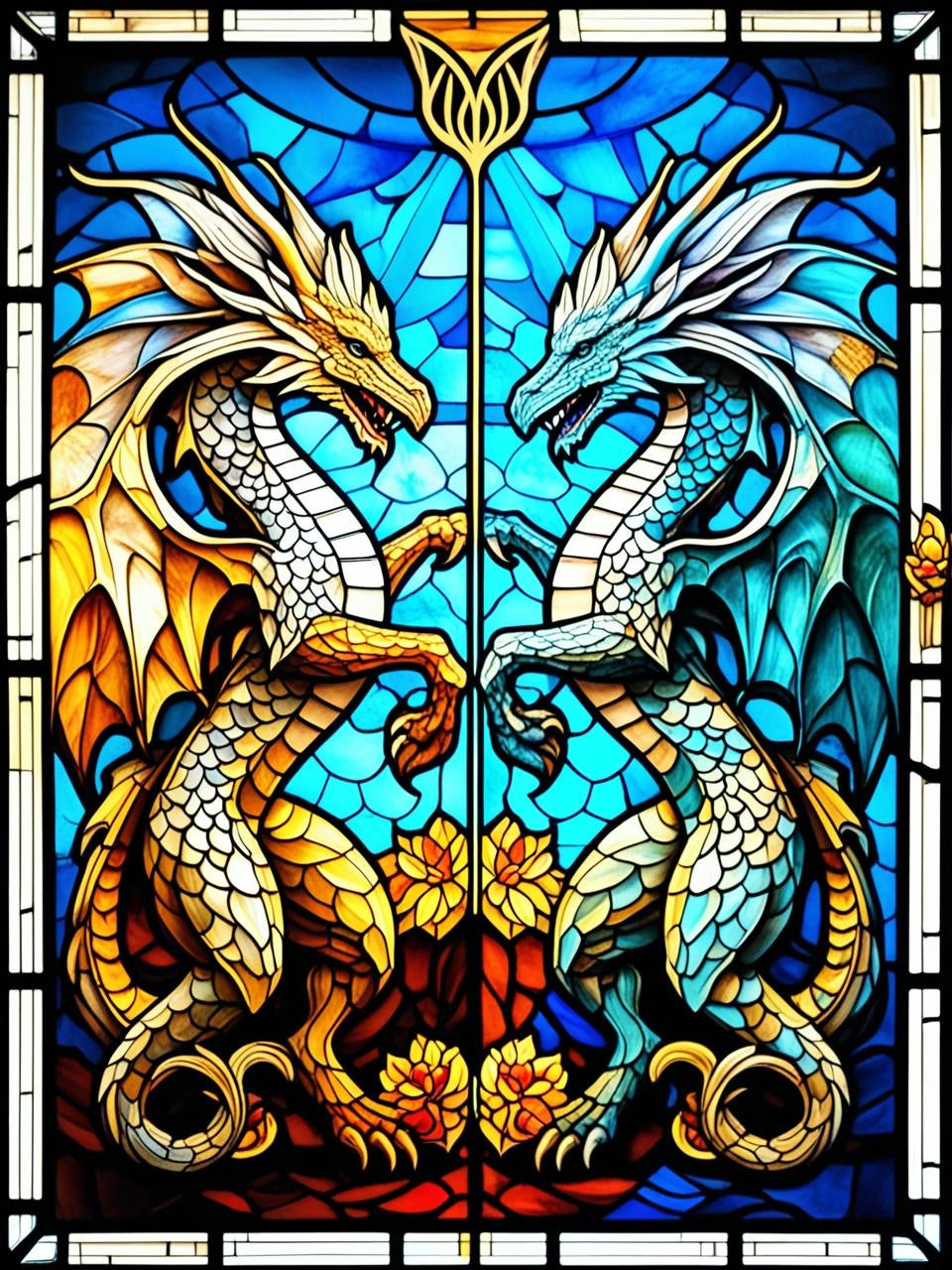 Paint by Number Ruby Eclipse Stained Glass Dragons