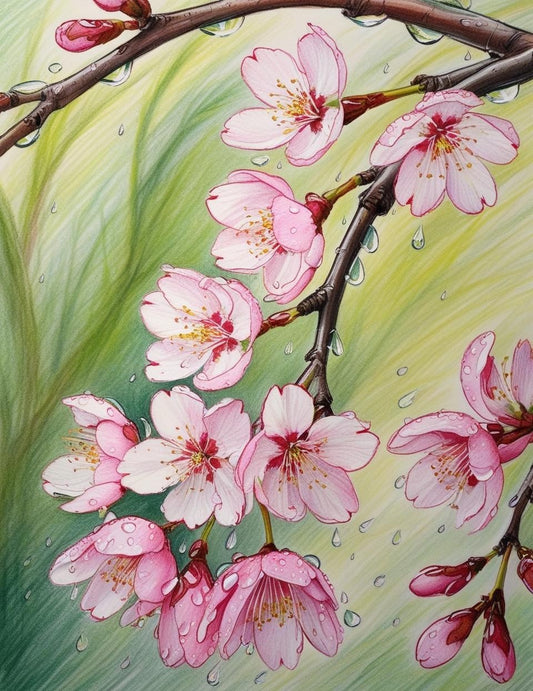 Paint by Number Cherry Blossoms in the Breeze