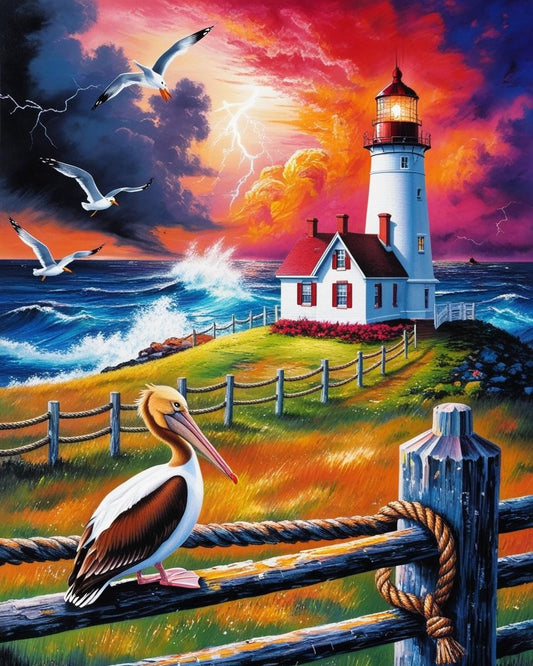 Paint by Number Lighthouse Horizon View