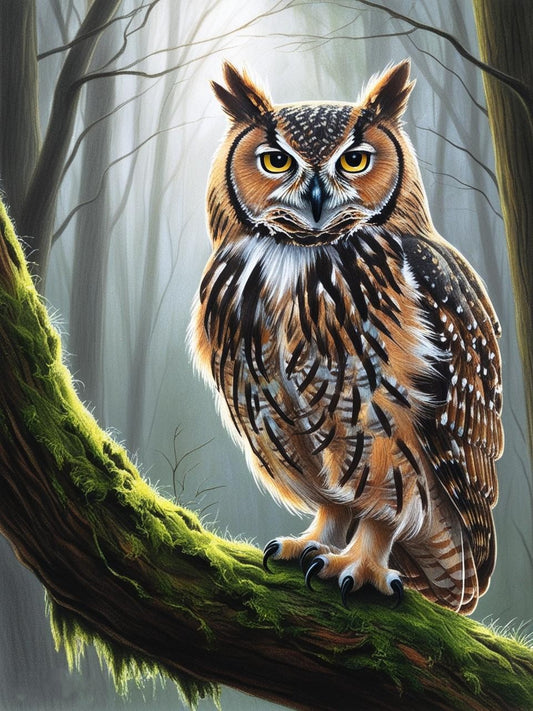 Paint by Number Barn Owl in the Forest