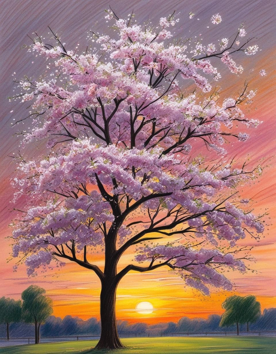 Paint by Number Cherry Blossom Tree in Bloom