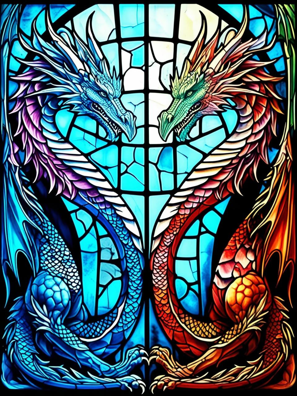 Paint by Number Eternal Guardian Stained Glass Dragons