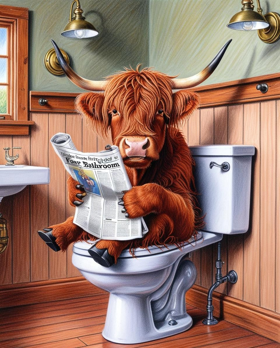 Paint by Number Highland Cow Gets the Scoop