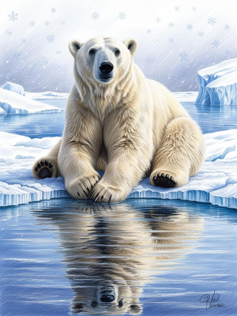 Paint By Number Polar Bear in a Snowy Wonderland