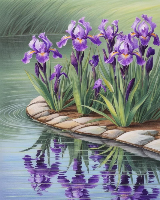 Paint by Number Timeless Purple Irises in an Antique Pot