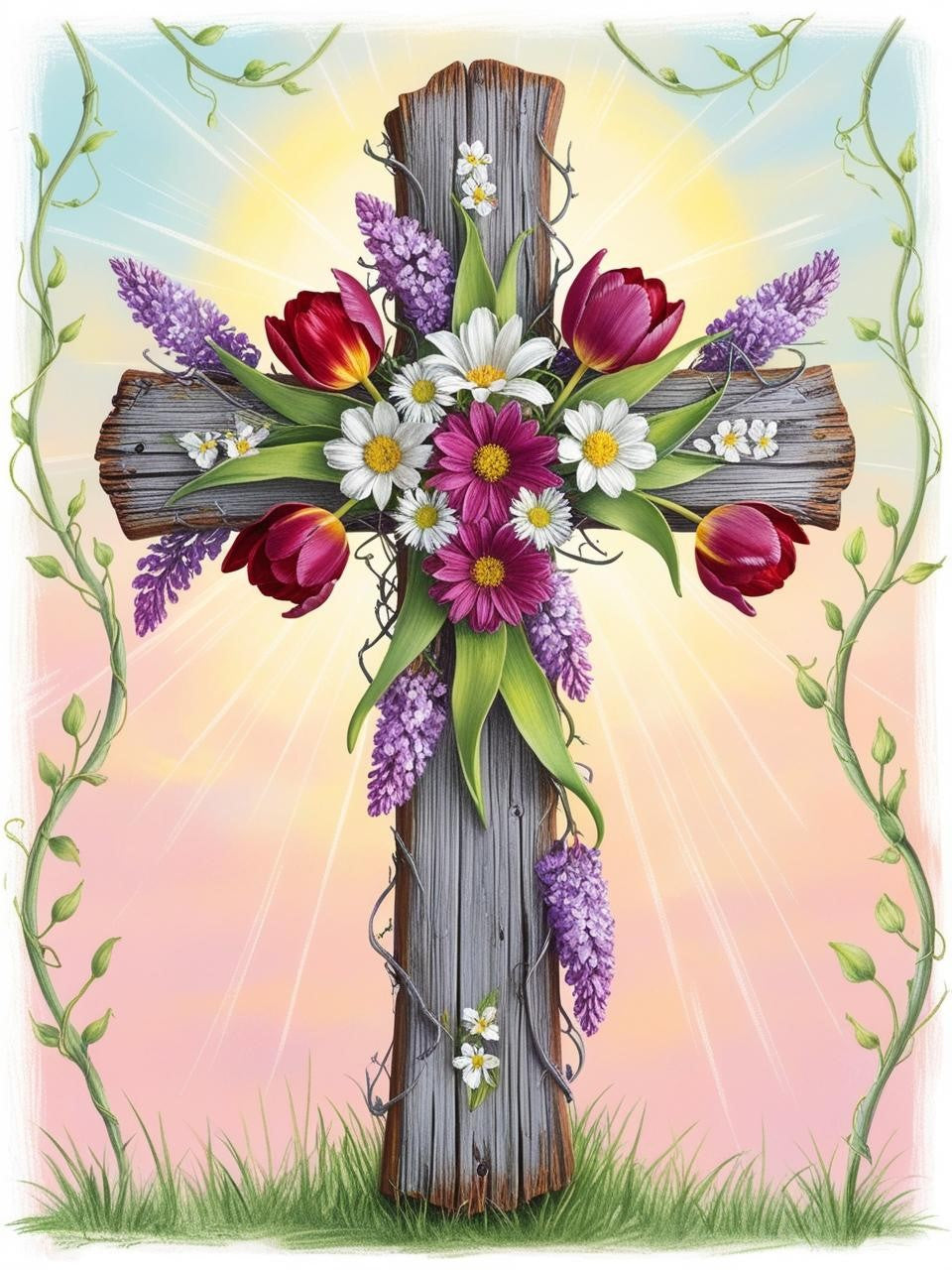 Paint by Number Easter Cross of Renewal