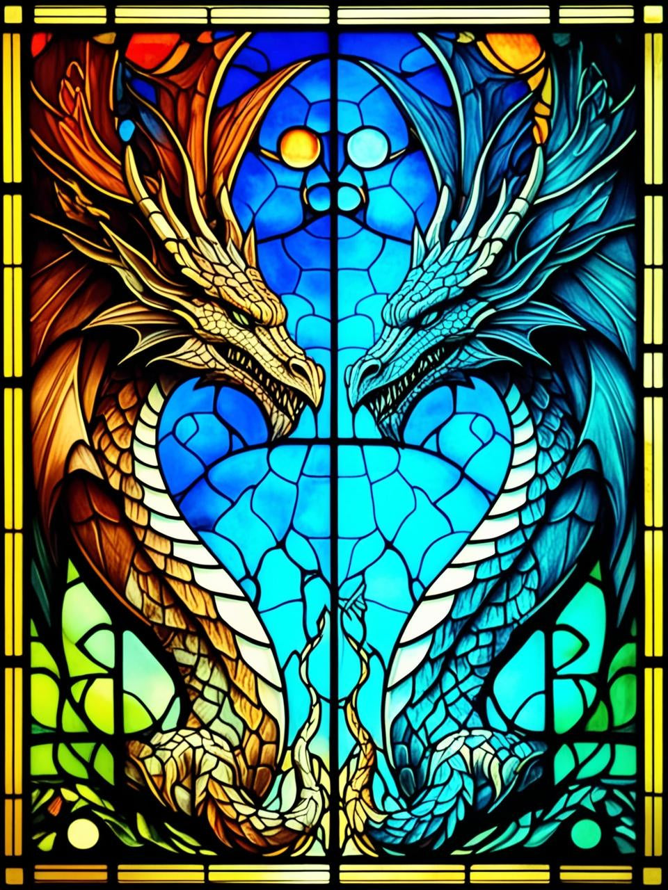 Paint by Number Draconic Whisper Stained Glass Dragons