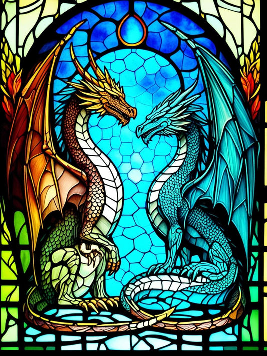 Paint by Number Emberclaw Stained Glass Dragons