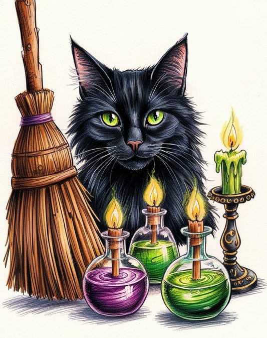 Paint by Number Bewitched Black Cat