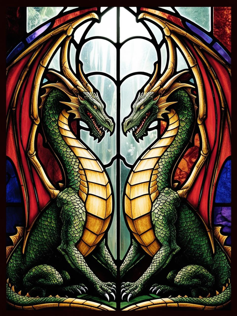 Paint by Number Celestial Rift Stained Glass Dragons