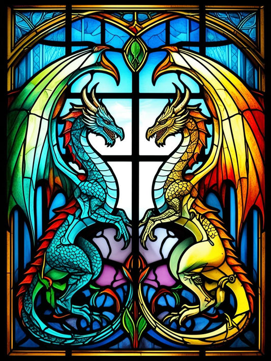 Paint by Number Arcane Howl Stained Glass Dragons