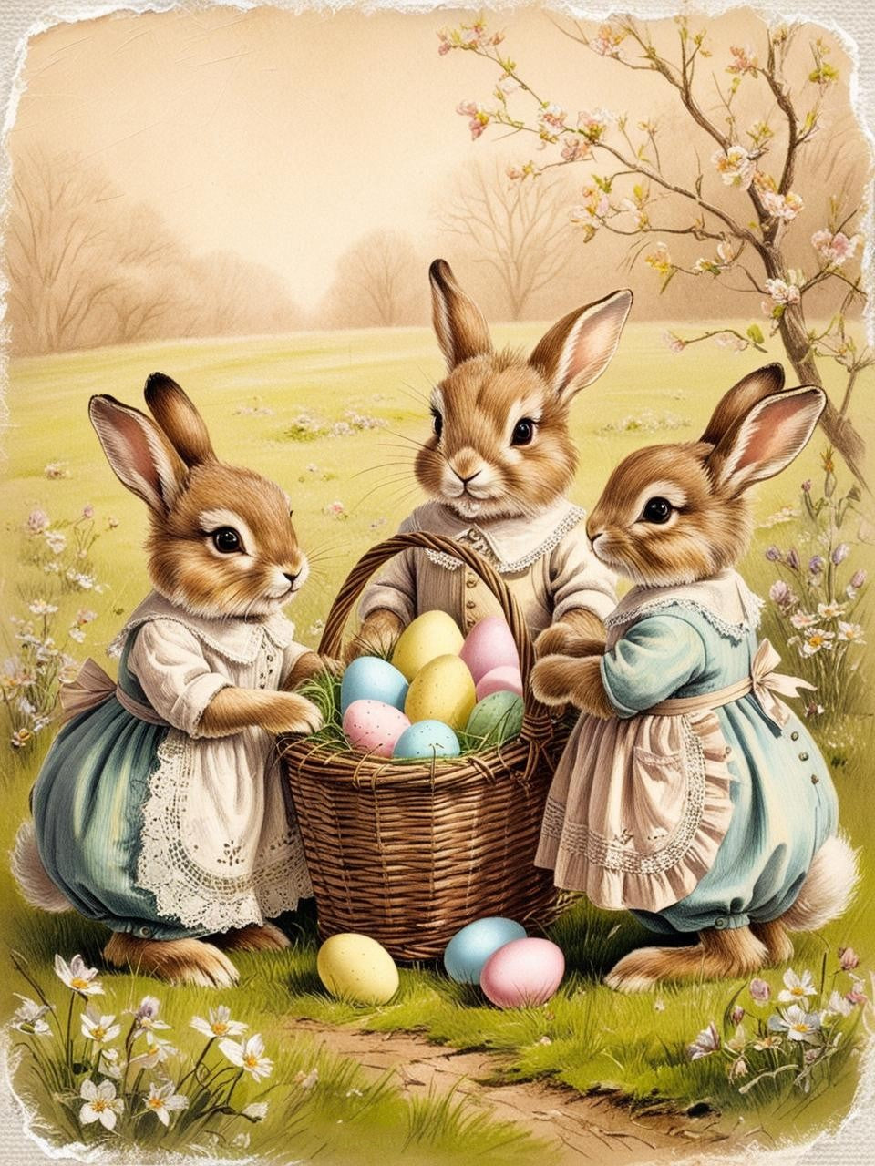 Paint by Number Woodland Bunnies & Easter Eggs