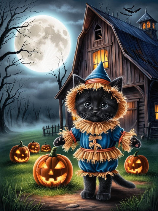 Paint by Number Scarecrow Costume Kitten