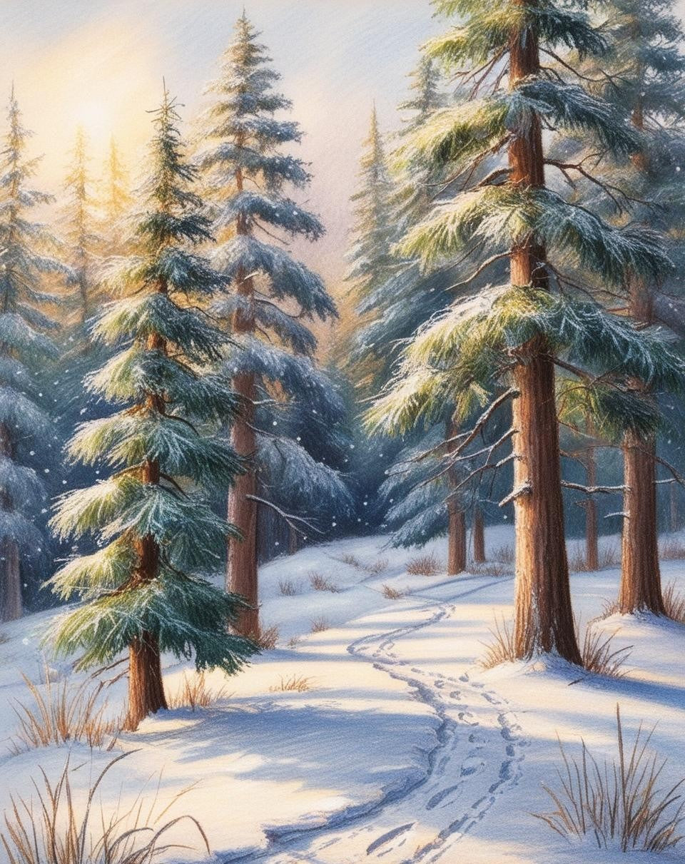 Paint by Number Snow-Capped Pines