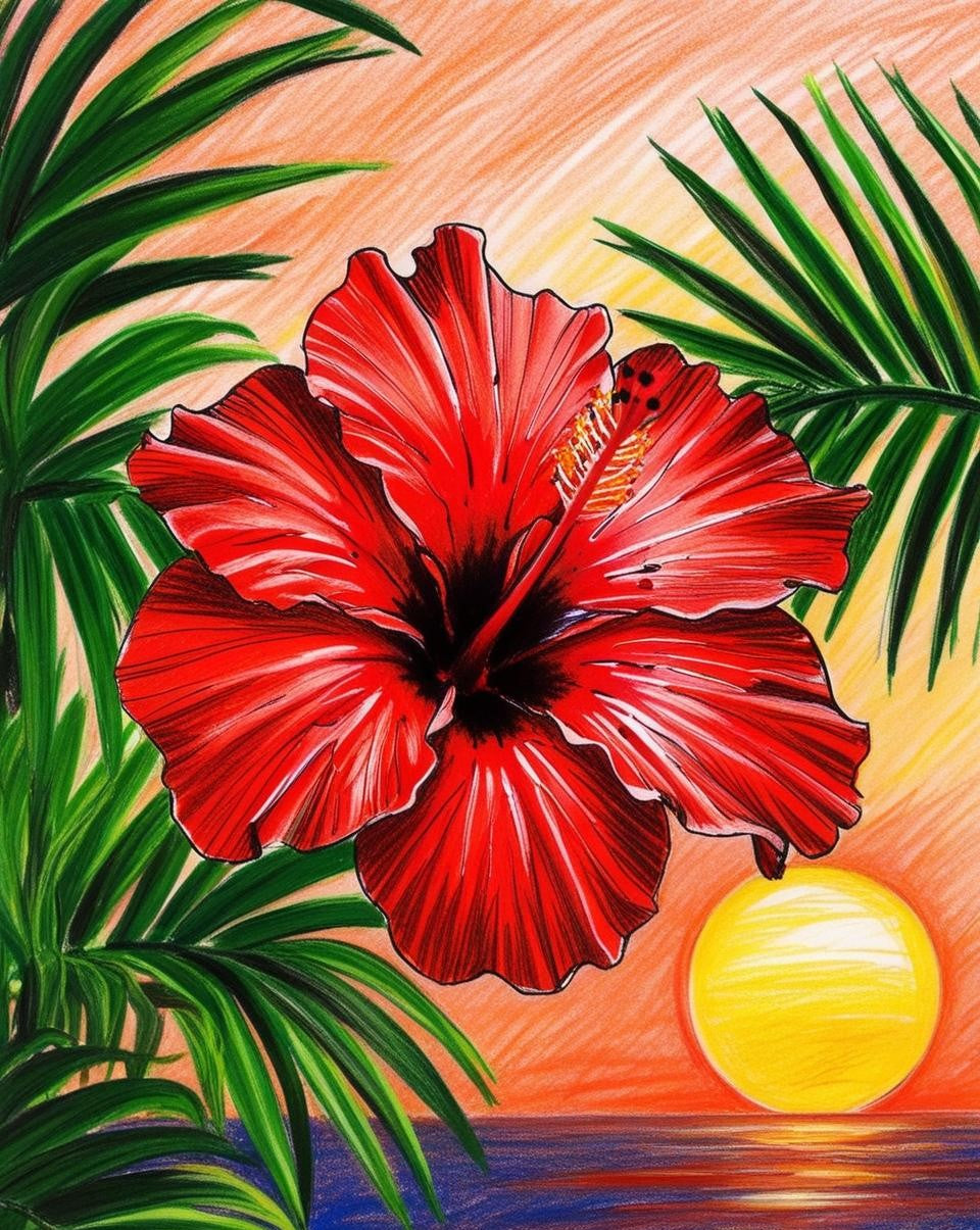 Paint by Number Tropical Hibiscus