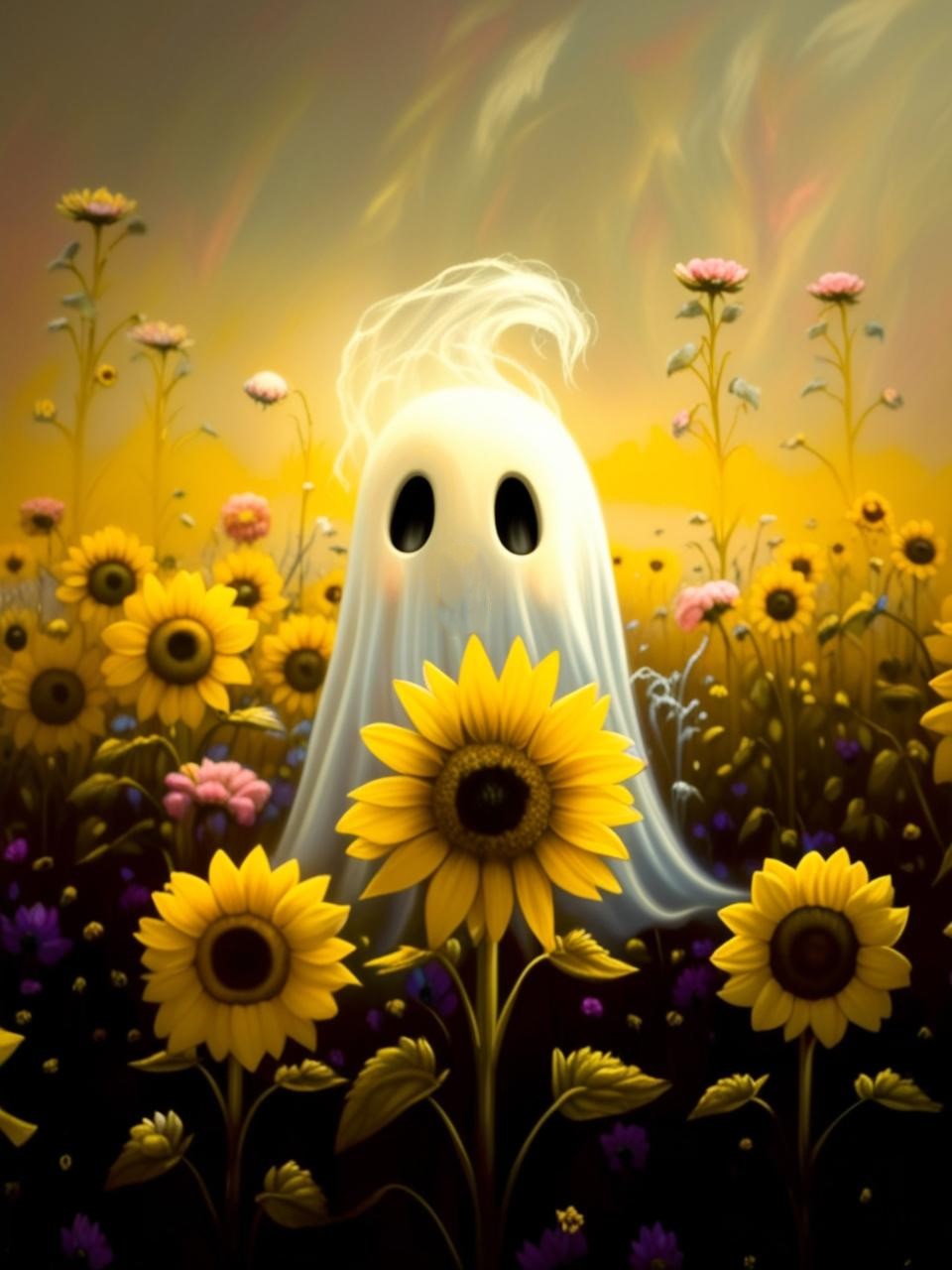 Paint By Number Ghost in Sunflowers