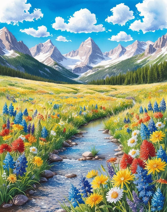 Paint by Number Mountain Meadow