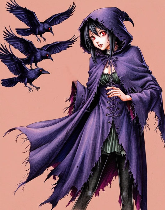 Paint by Number Witch of the Raven Moon – Anime Art