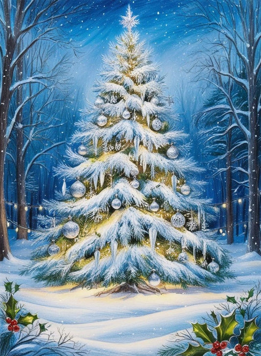 Paint by Number Snow-Kissed Christmas Tree