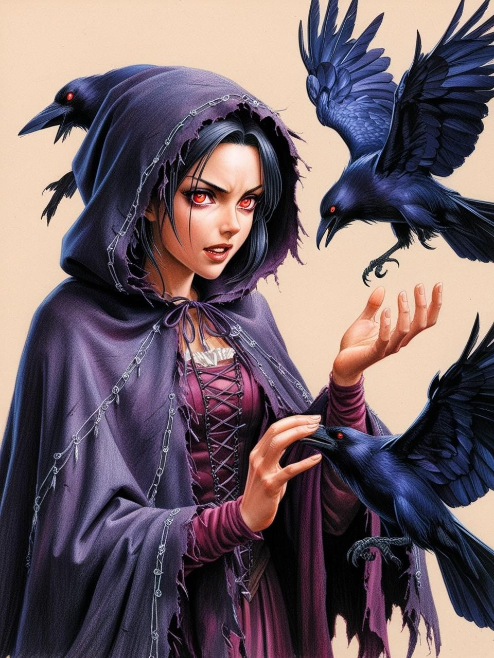 Paint by Number Arcane Crow Mistress – Enigmatic Spellcaster