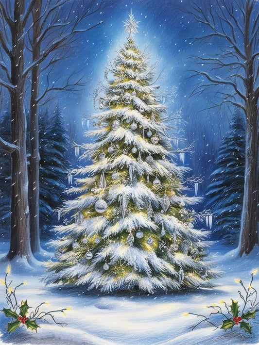 Paint by Number Snowy Serenity Christmas Tree