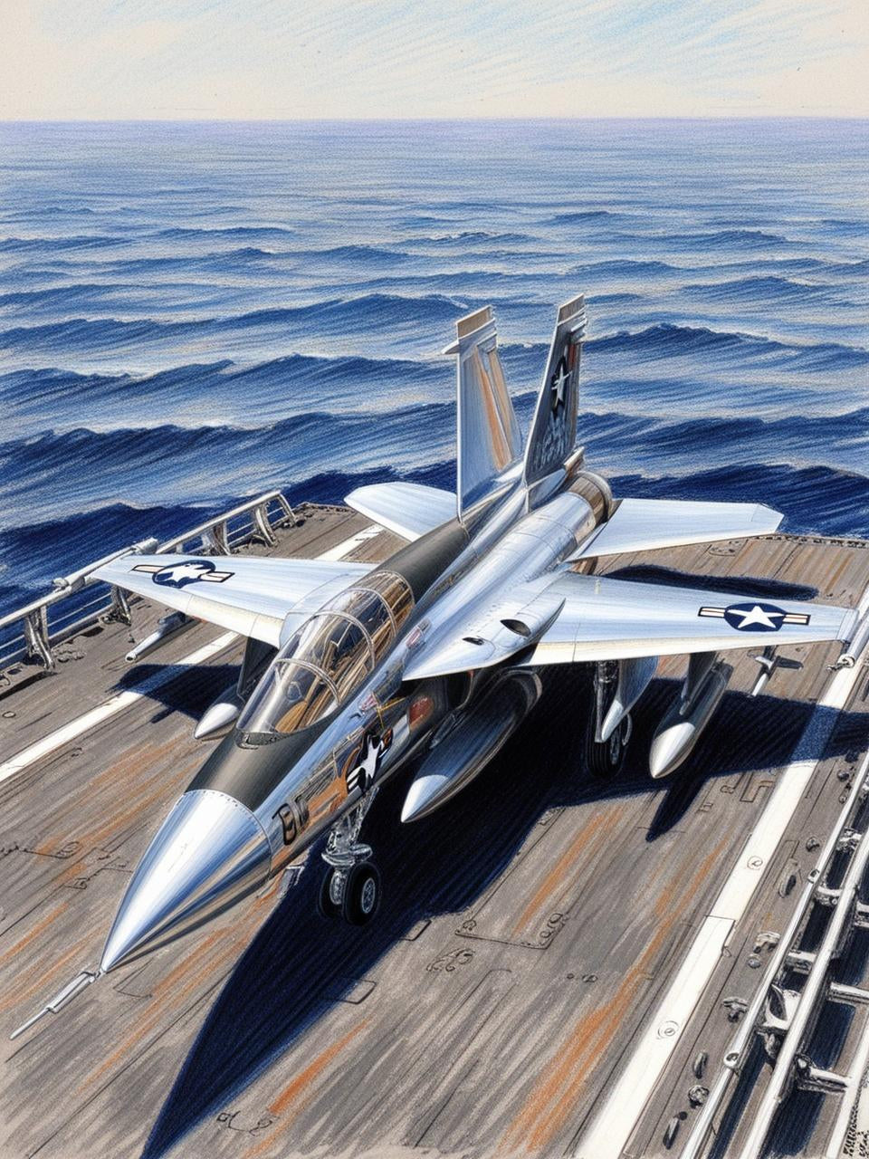 Paint By Number Fighter Jet on Aircraft Carrier