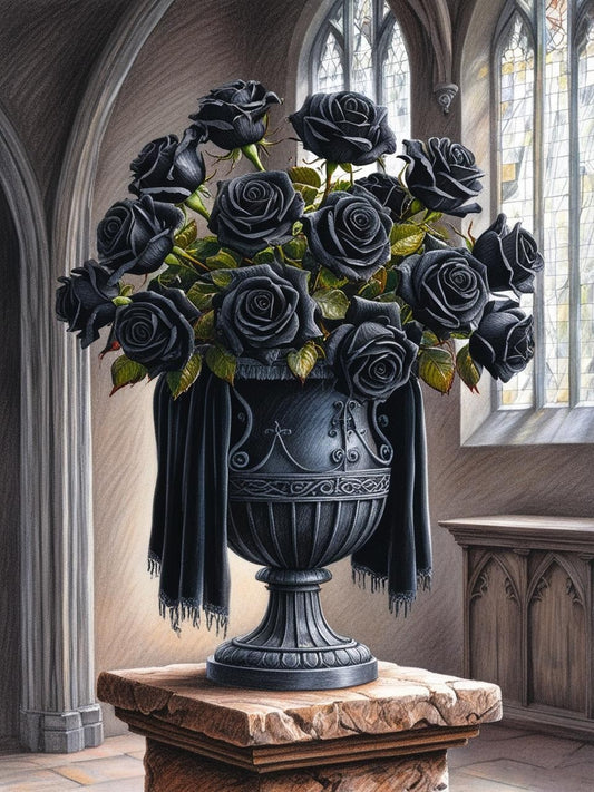 Paint by Number Ethereal Black Roses