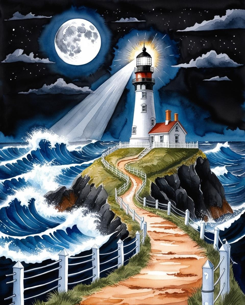 Paint by Number Lighthouse in the Storm