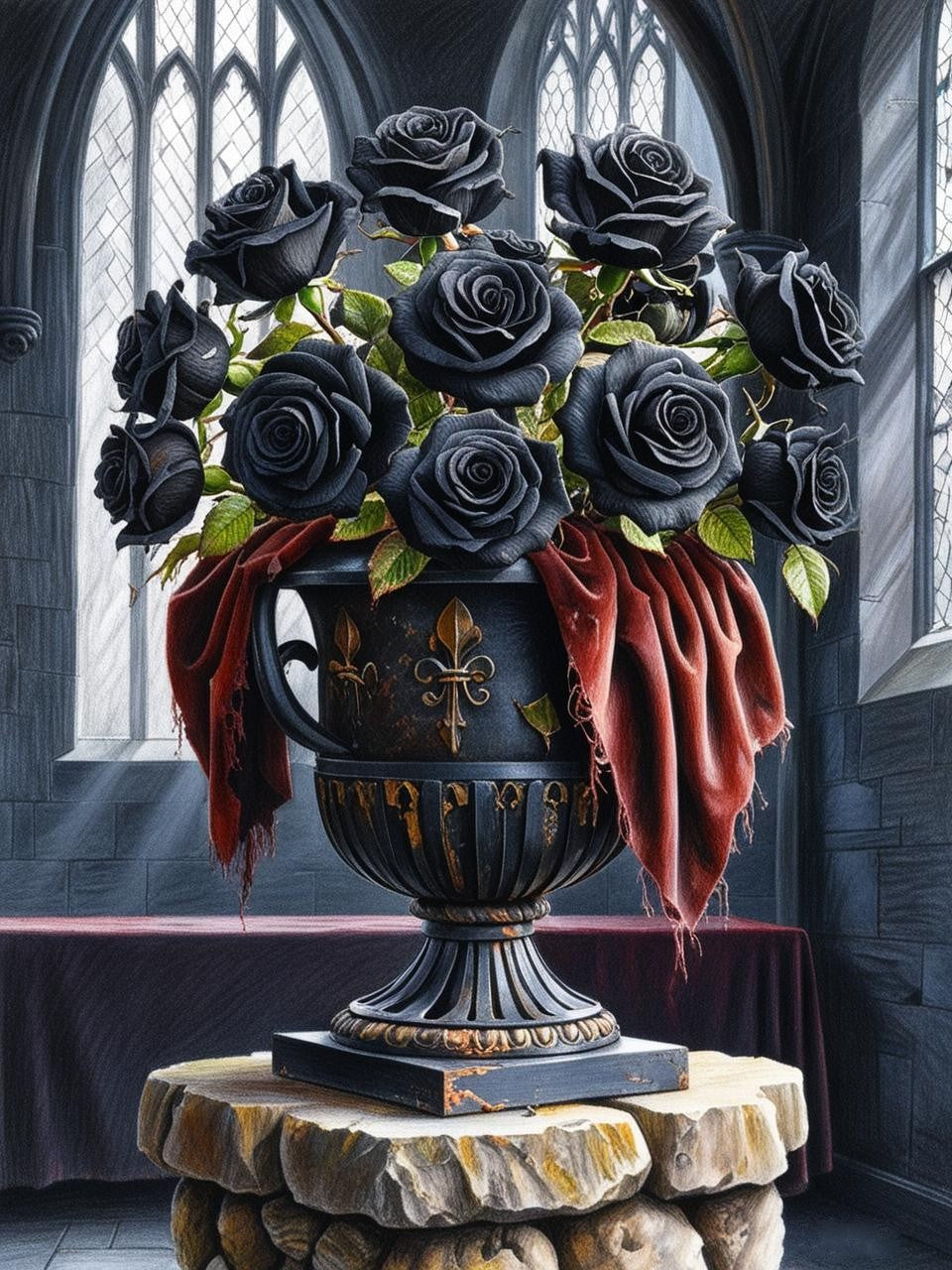 Paint by Number Black Rose Wonder