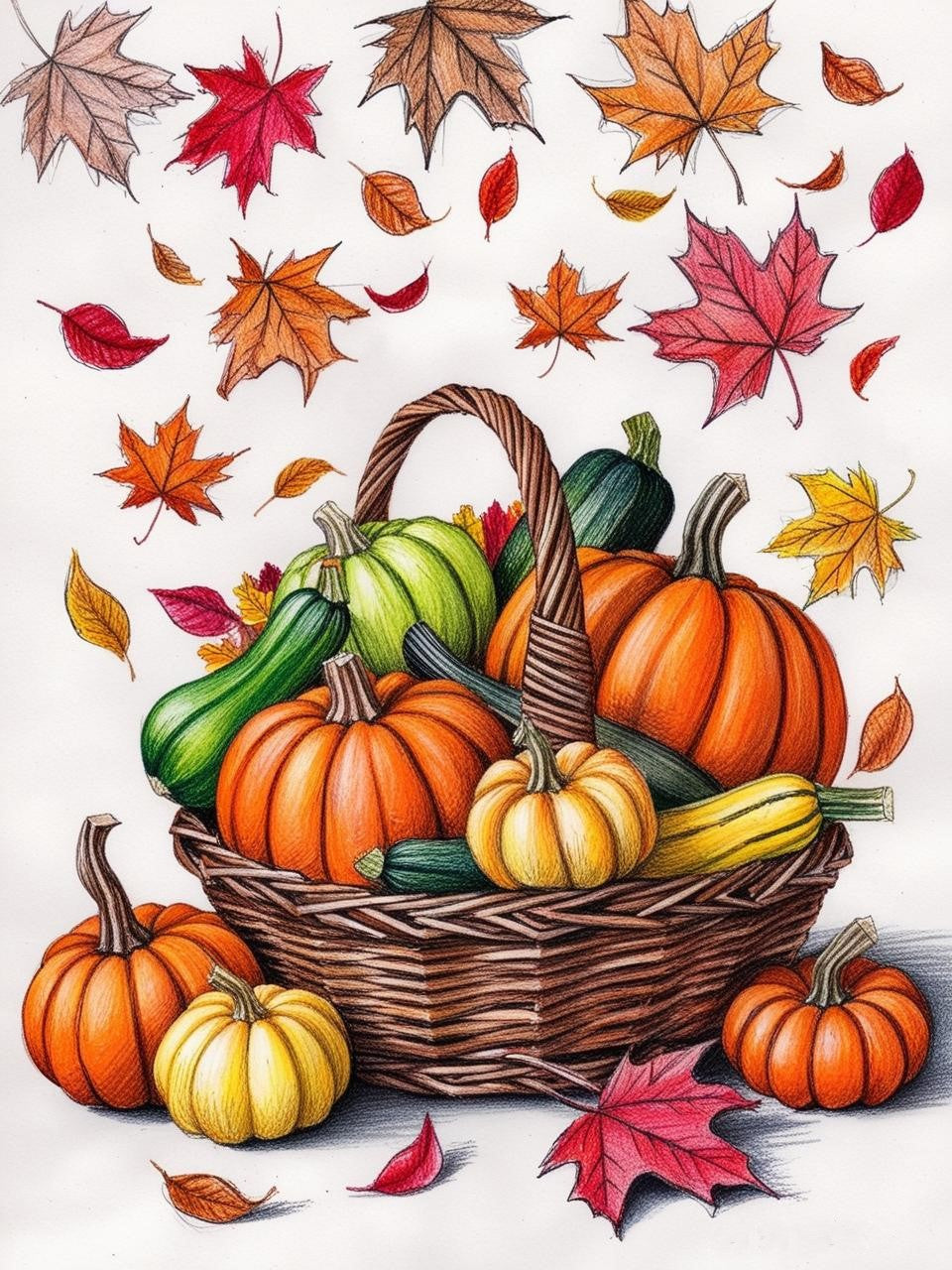 Paint By Number Falling Leaves & Autumn Gourds