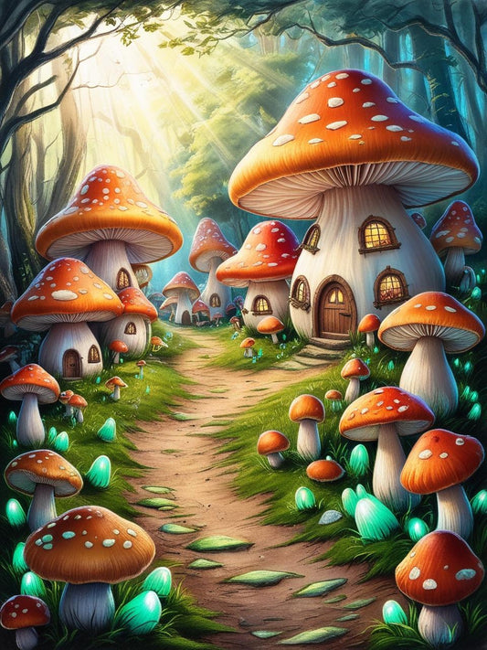 Paint by Number Fairy Hollow Mushroom Village