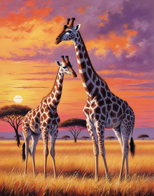 Paint By Number Tiger Sunset Giraffes