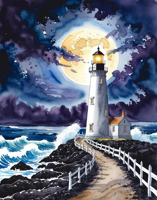 Paint by Number Lighthouse by the Waves