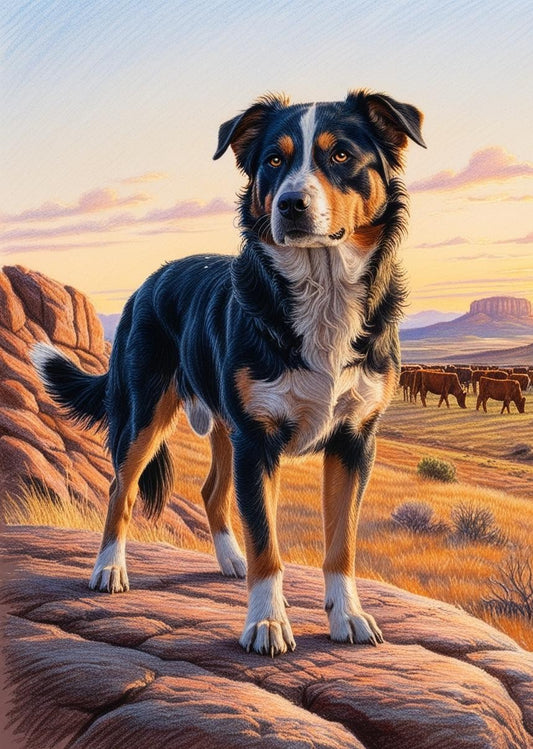 Paint by Number Proud Aussie Cattle Dog on the Hilltop