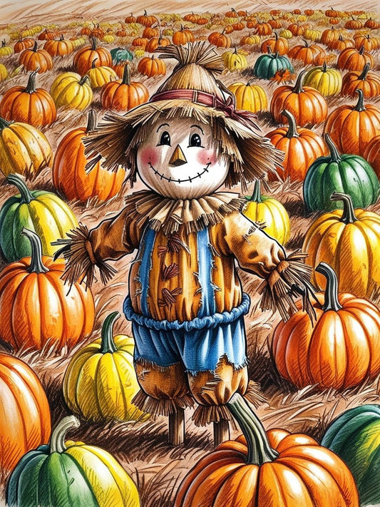 Paint By Number Pumpkin Patch Scarecrow