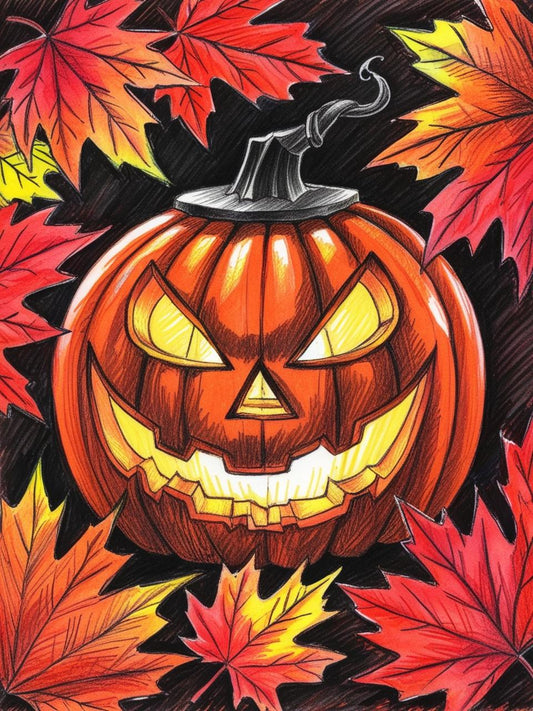 Paint by Number Spooky Halloween Pumpkin