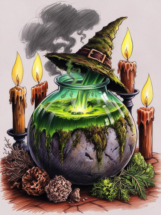 Paint by Number Witch's Cauldron of Dark Magic