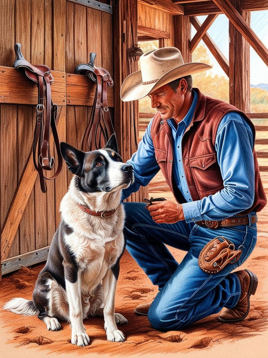 Paint by Number Cattle Dog’s Admiration for Its Rancher