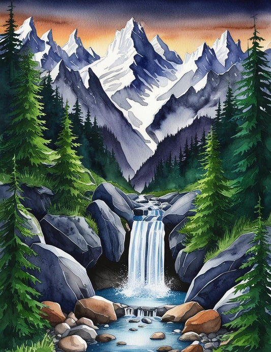 Paint by Number River Among Mountains