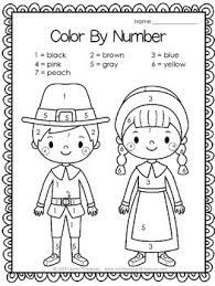 Free Color By Number Pilgrim Pals