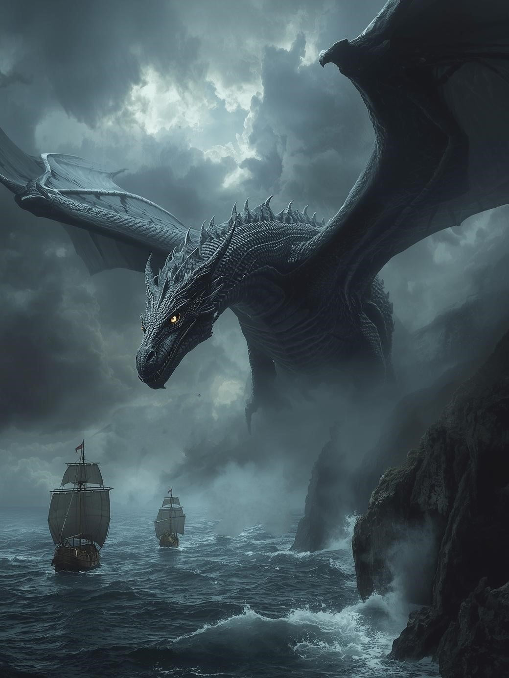 Paint by Number Giant Dragon in the Storm Clouds – DIY Acrylic Painting Kit