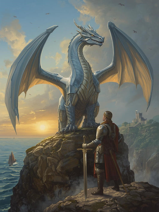 Paint by Number Knight and Silver Dragon – Paint by Number for Adults