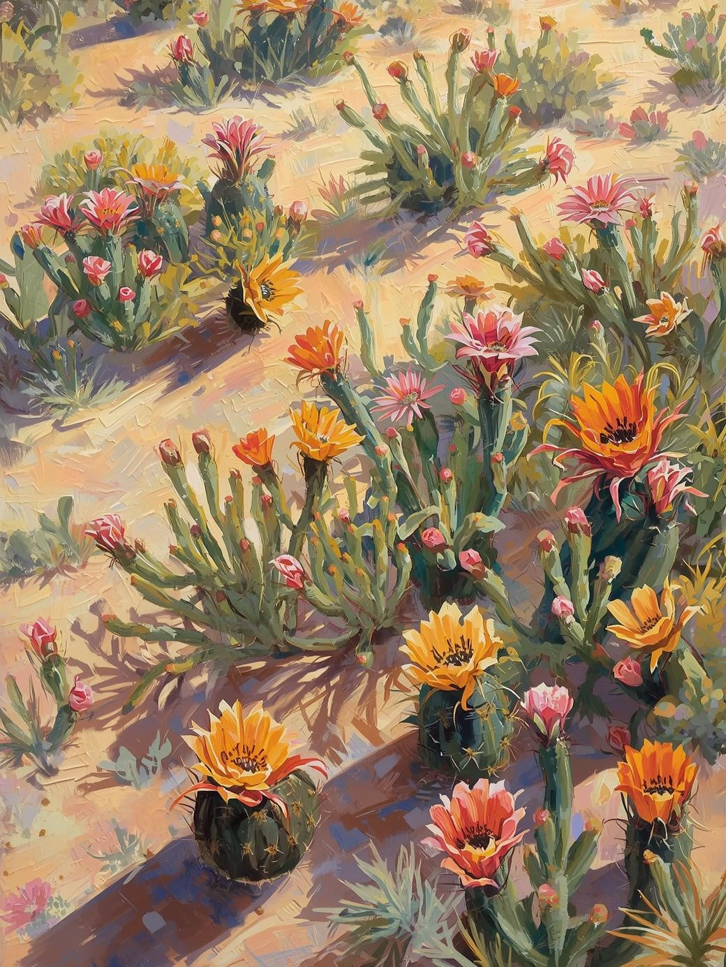 Paint by Number Bright Desert Landscape with Wildflower Accents – DIY Paint by Number Kit for Adults